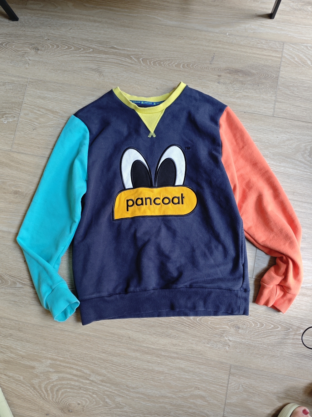 Pancoat Colorblock Graphic Sweatshirt - Navy with Teal & Coral Sleeves